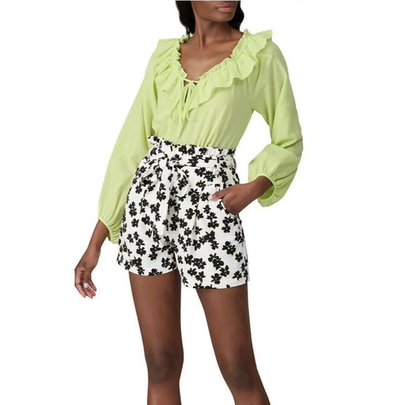 Love Whit Whitney Port Citron Green Ruffle Blouse Size Small MSRP $158 - Picture 4 of 9